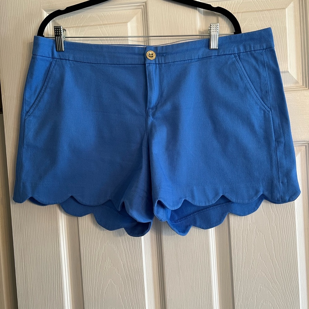 Lilly Pulitzer Azure Scalloped High Waist Shorts